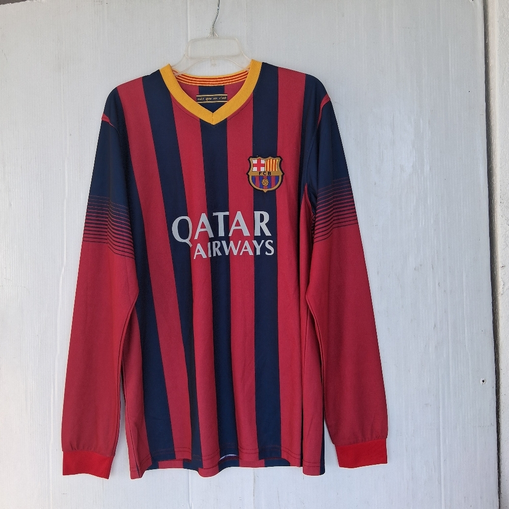 Barcelonia Football Club Jersey Long Sleeves Mens L Red/Black